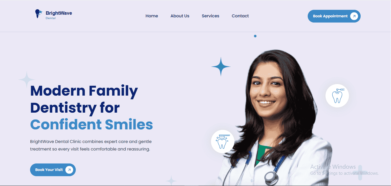 BrightWave Dental Website - Homepage Design