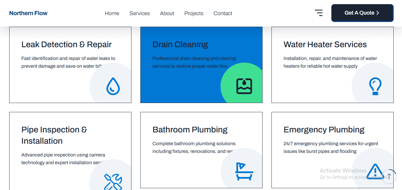 Northern Flow Plumbing Website Service Request Form Section