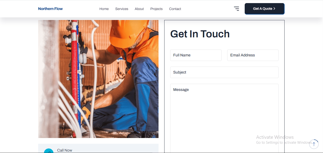 Northern Flow Plumbing Website Footer and Contact Information